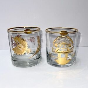 14k Gold Inlay Glass Tumbler Set